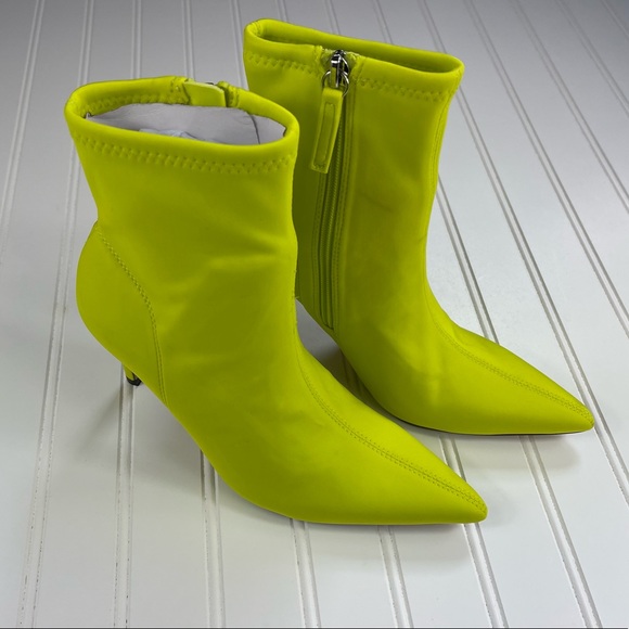 Zara Womens High Heeled Ankle Boots Fabric Yellow EU 37. US 6.5 1144/810 - Picture 6 of 13